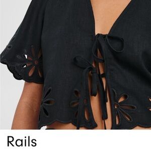 Rails Black Eyelet Tie-Detail Blouse